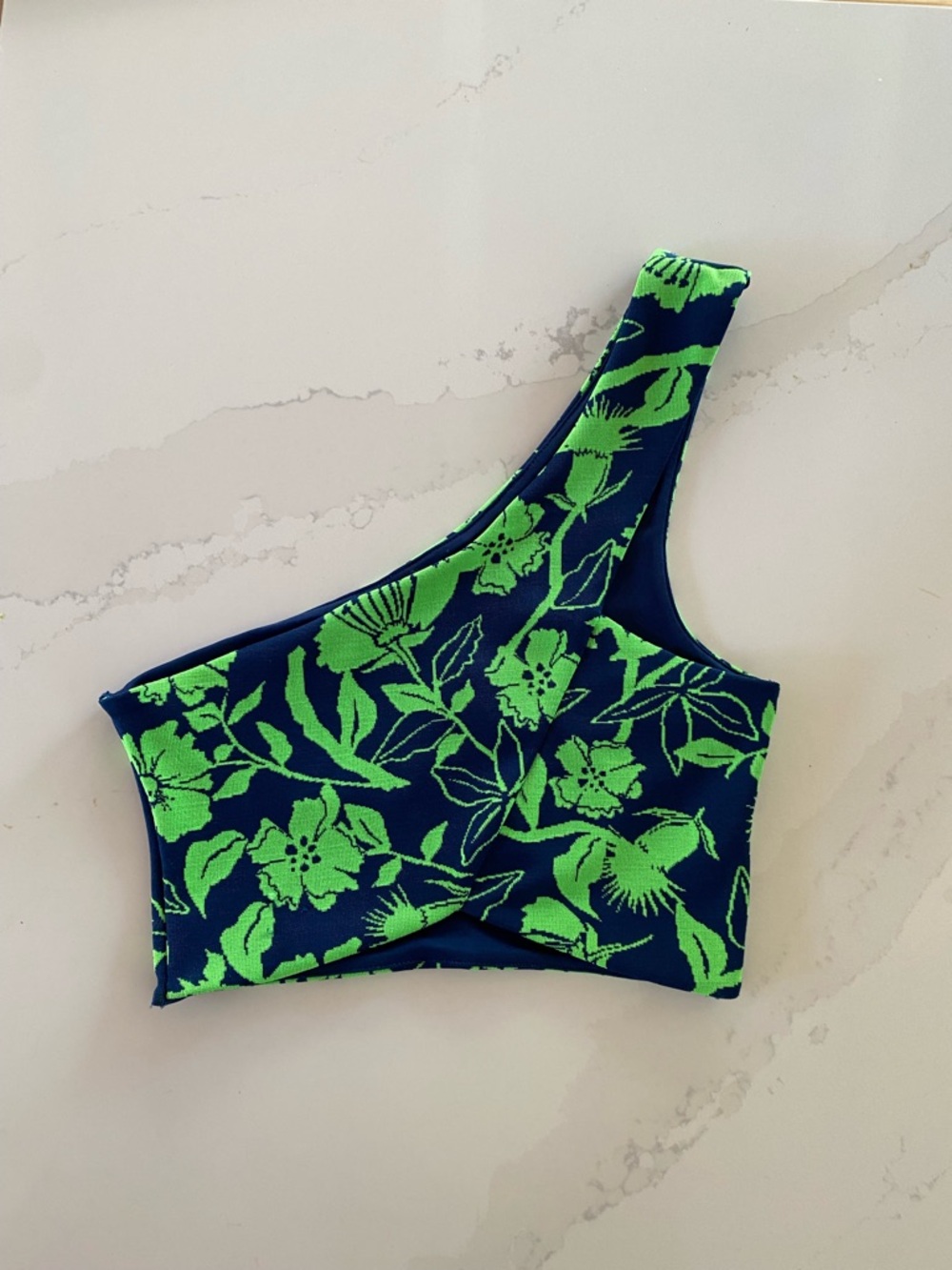 Zara Floral One Shoulder Crop Top